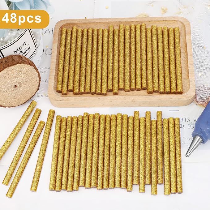 Manarty Glitter Gold Hot Glue Stick, Adhesive EVA Glue Sticks Standard