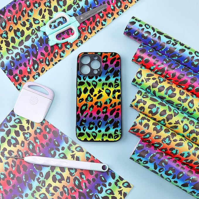 Tintnut Colorful Leopard Permanent Vinyl 8 Sheets 12x10in Adhesive Vinyl |