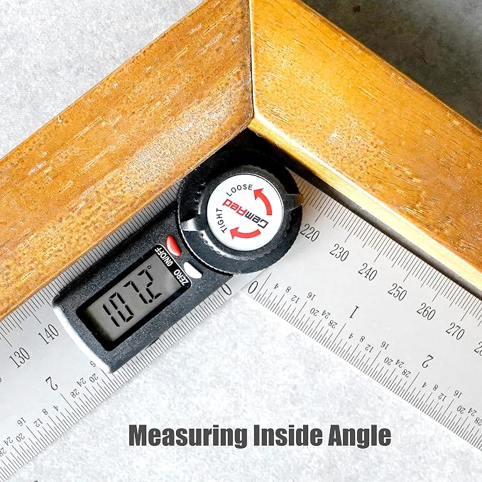 GemRed 82305 Digital Angle Finder Protractor-Stainless steel | white&red button