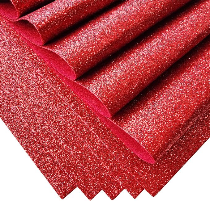 Jtnohx Glitter Felt Fabric, 8 x12 inches Felt Square Glitter
