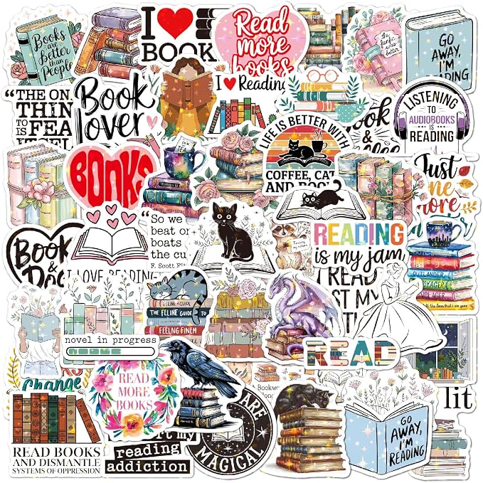 Glitter Reading Stickers for Bookish Adults, Reading Rewards for Students
