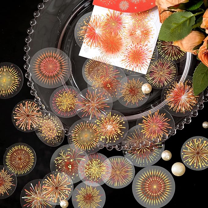 Yoksas 180Pcs Gold Foil Fantasy Fireworks Stickers Set