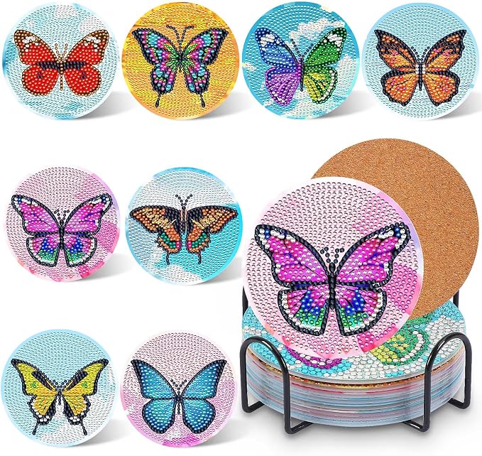 UPINS 8Pcs Diamond Art Painting Coasters