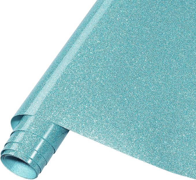 Tintnut Mermaid Blue Glitter Heat Transfer Vinyl Roll, easy cut & weed