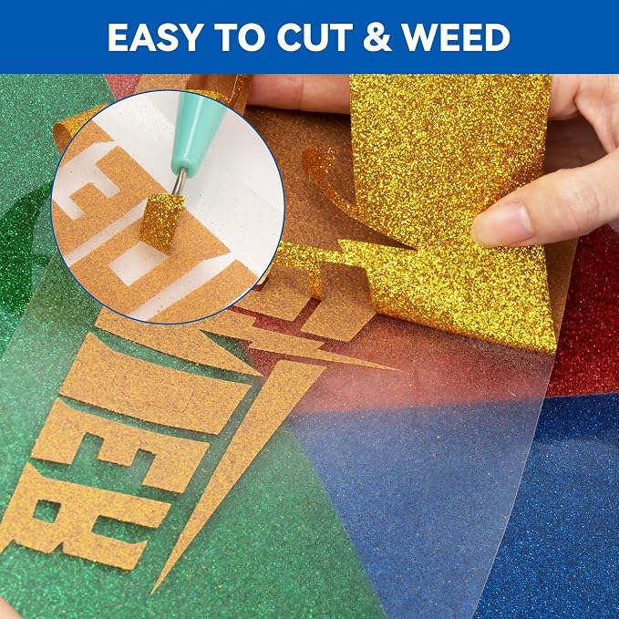 Aoder Blue Glitter Heat Transfer Vinyl