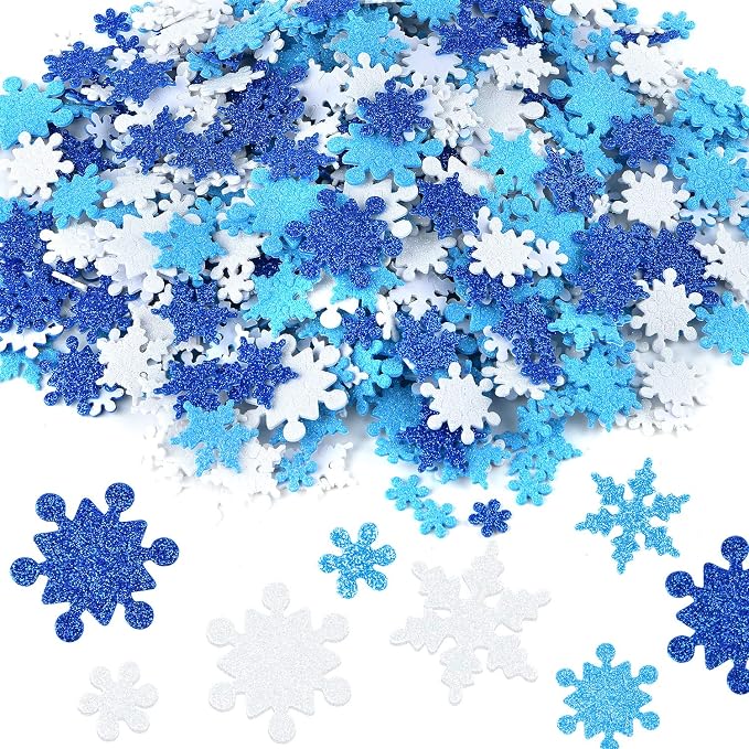 Coopay Glitter Snowflake Foam Stickers Self-Adhesive Snowflake Stickers Decals