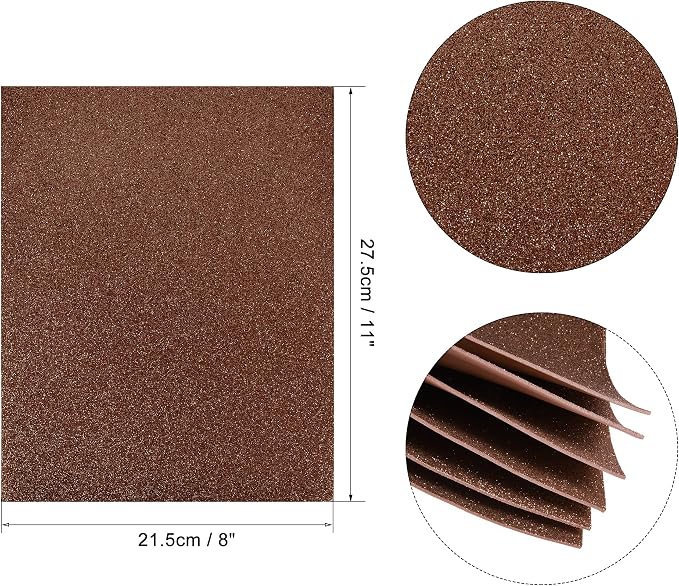 uxcell Brown Shiny EVA Foam Sheets 11 x 8 Inch 2mm Thick