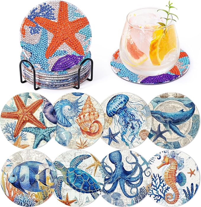 Ocean Animals Diamond Art Painting Coasters Kit