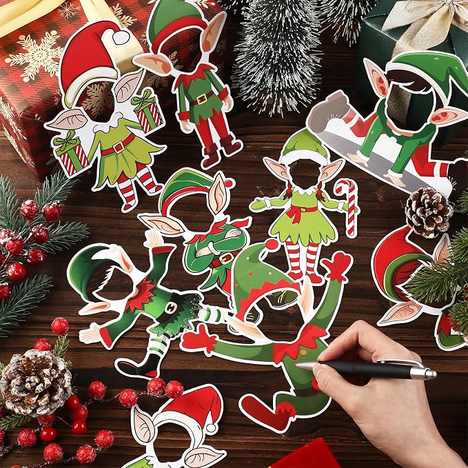 Gersoniel 72 Pcs Kid Christmas Elf Decor Xmas Cartoon Bulletin Board Cutout |