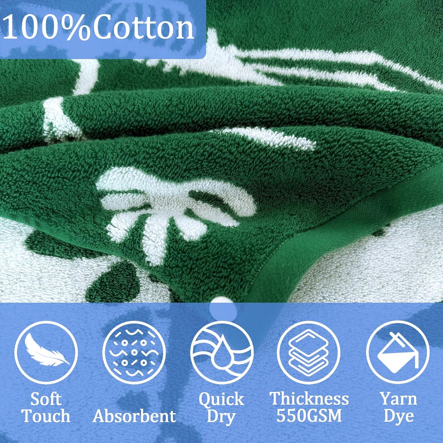 VOOVA & MOVAS Dinosaur Hooded Bath Towels for Kids (3-10Years,30"x53"),Soft Cotton Thick Absorbent Towel Wrap for Toddler Boys,Perfect for Bathroom | Pool | Swimming, Jacquard Green Dino