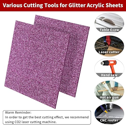 2 PCS 10 x 10 inch Glitter Colored Plexiglass Acrylic Sheets