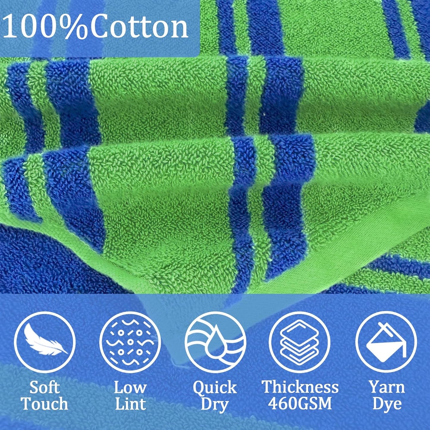 VOOVA & MOVAS Hooded Bath Towels for Kids (3-10Years,27.5"x55"),100% Cotton Absorbent Soft Towel Wrap for Toddler Boys,Perfect for Bathroom | Pool | Beach | Swimming, Jacquard Green Stripe
