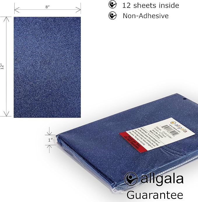 Allgala 12 Pack Glitter EVA Foam Paper 8 x 12inch Sheets-Navy Blue-Perfect
