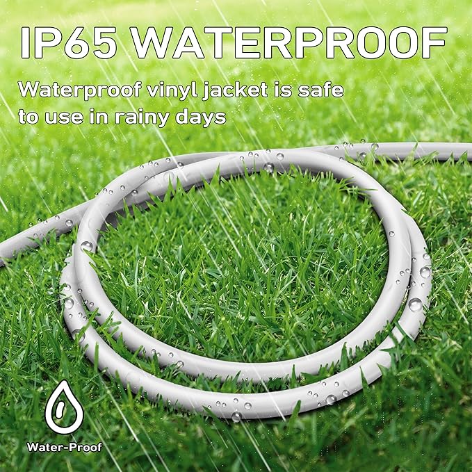LUCKY TL Indoor Outdoor Extension Cord, 16/3 Gauge White Long Extension Cord 50ft, Waterproof Flexible Case, Made of Pure Copper, 13A 1625W 16AWG SJTW, 3 Prong Heavy Duty Wire, ETL