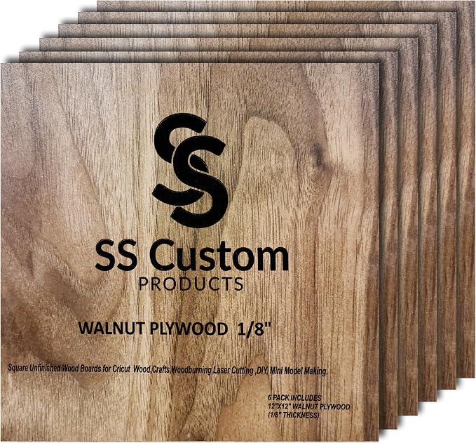 Walnut Plywood Sheets for Crafts 1/8 inch, 3mm Plywood Sheet for Laser Cutting
