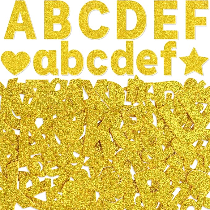Glitter Foam Letter Stickers 335 Pcs Self-Adhesive Uppercase & Lowercase ABC
