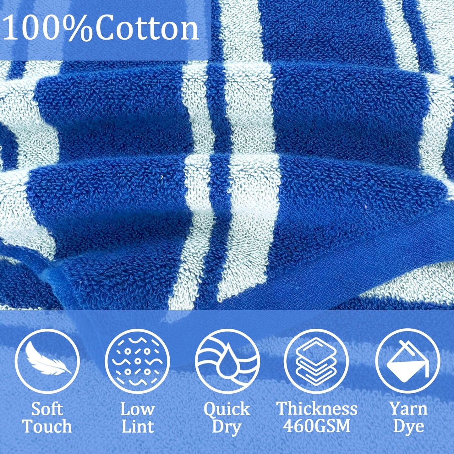 VOOVA & MOVAS Kids Hooded Poncho Towels (4-8Years,27.5"x27.5"),100% Cotton Soft Absorbent Towel for Boys,Perfect for Bathroom | Pool | Beach | Swimming, Jacquard Blue Stripe