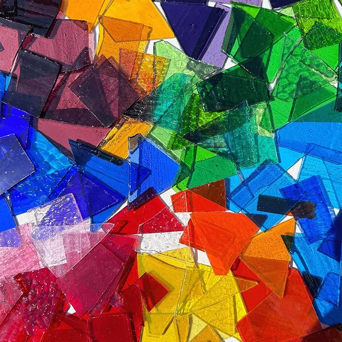 Colorful Stained Glass Scraps, Transparent Glass Mosaic Tiles
