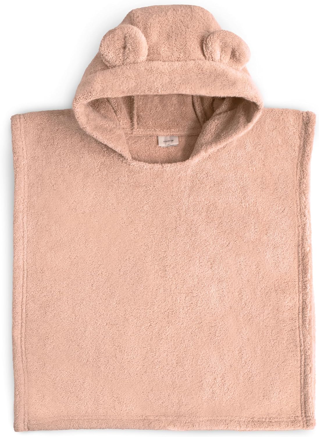 mushie Poncho Towel for Toddlers and Kids (Blush) | Organic Terry Cotton | Ages 1-3 Years