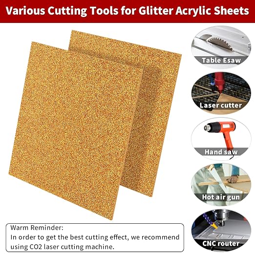 2 PCS 10 x 10 inch Glitter Colored Plexiglass Acrylic Sheets