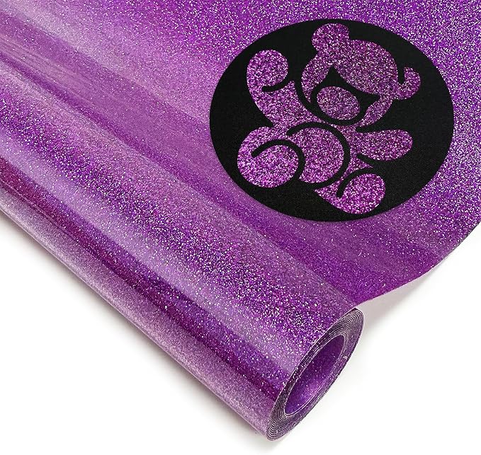 DUEUIOE Purple Glitter HTV Heat Transfer Vinyl Roll