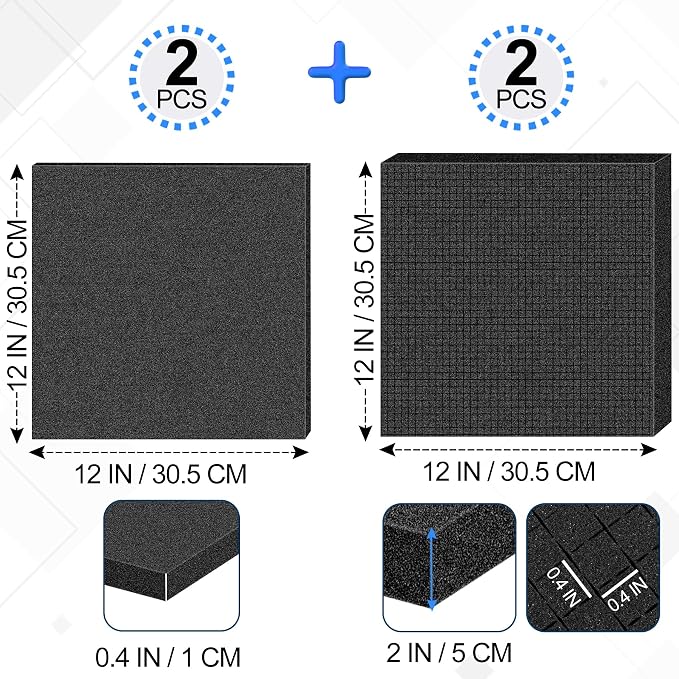 4 Pcs Pick and Pluck Foam Sheets 2 Size Polyurethane Pick Apart Foam Inserts