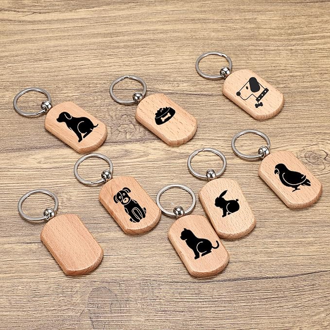 JUXYES 200 PCS Unfinished Wooden Keychain Blanks