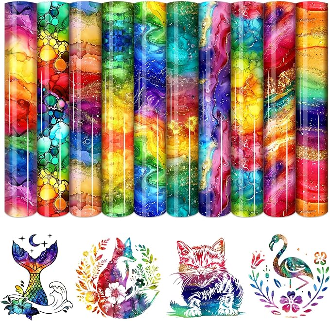 HTVSTD Watercolour HTV Heat Transfer Vinyl 10 Sheets 12×10in Iron on Vinyl |