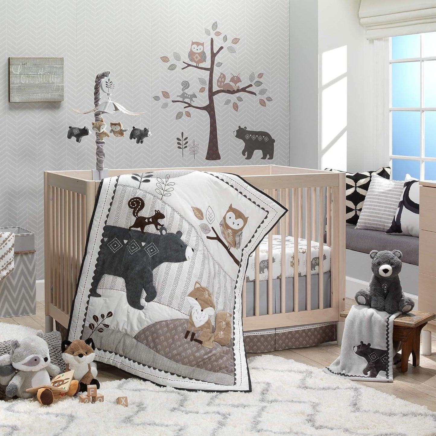 Lambs & Ivy Woodland Forest Gray Chevron Changing Pad Cover