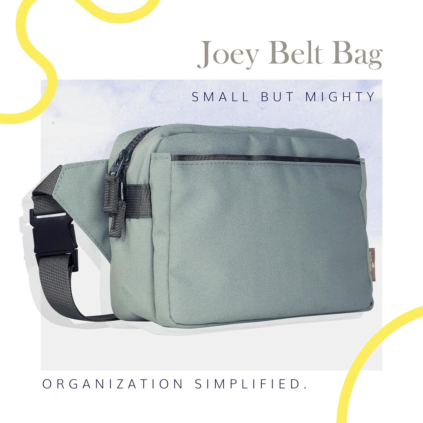 Red Rovr Everyday Joey Belt Bag | Organization & Zipper pockets |Adjustable Strap for All Ages (Sage)