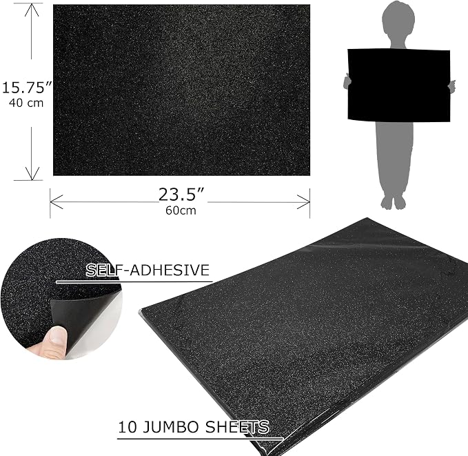 allgala Jumbo Self-Adhesive Glitter EVA Foam Sheets 10 Pack 16x24 inch Paper