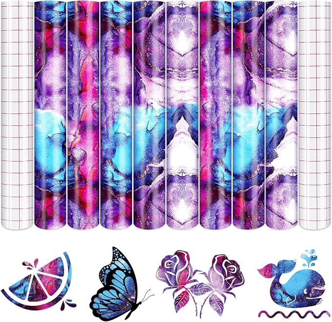 Tintnut Marble Permanent Vinyl 8 Pcs 12x10in Blue Purple Adhesive Vinyl |