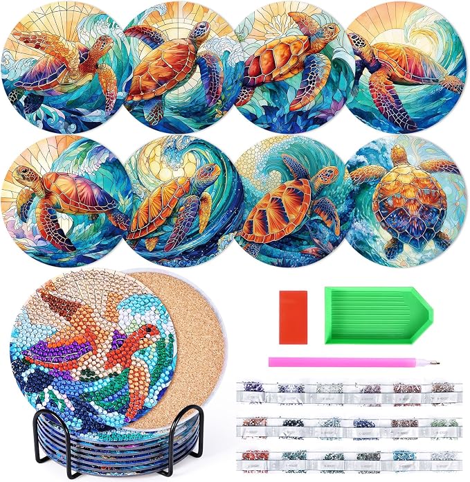 Sea Turtle Diamond Art Painting Coasters Kit
