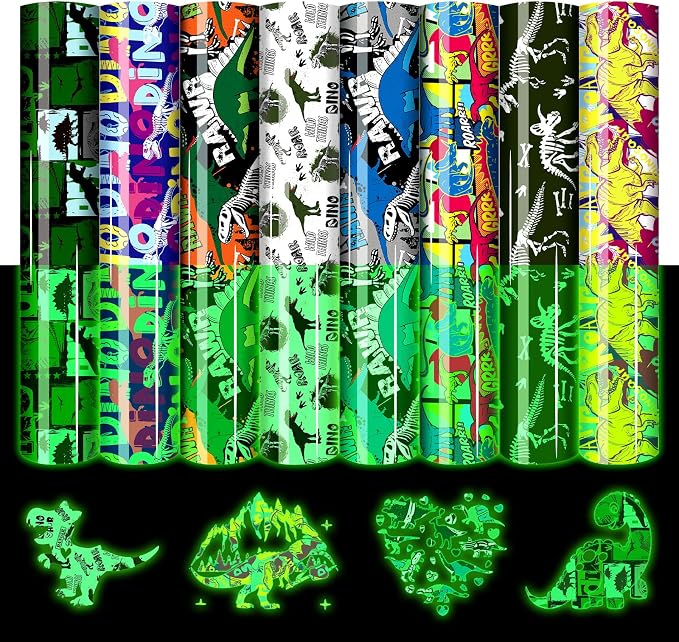 HTVSTD Dinosaur HTV Heat Transfer Vinyl 8 Sheets 12×10in Iron on Vinyl | Dark