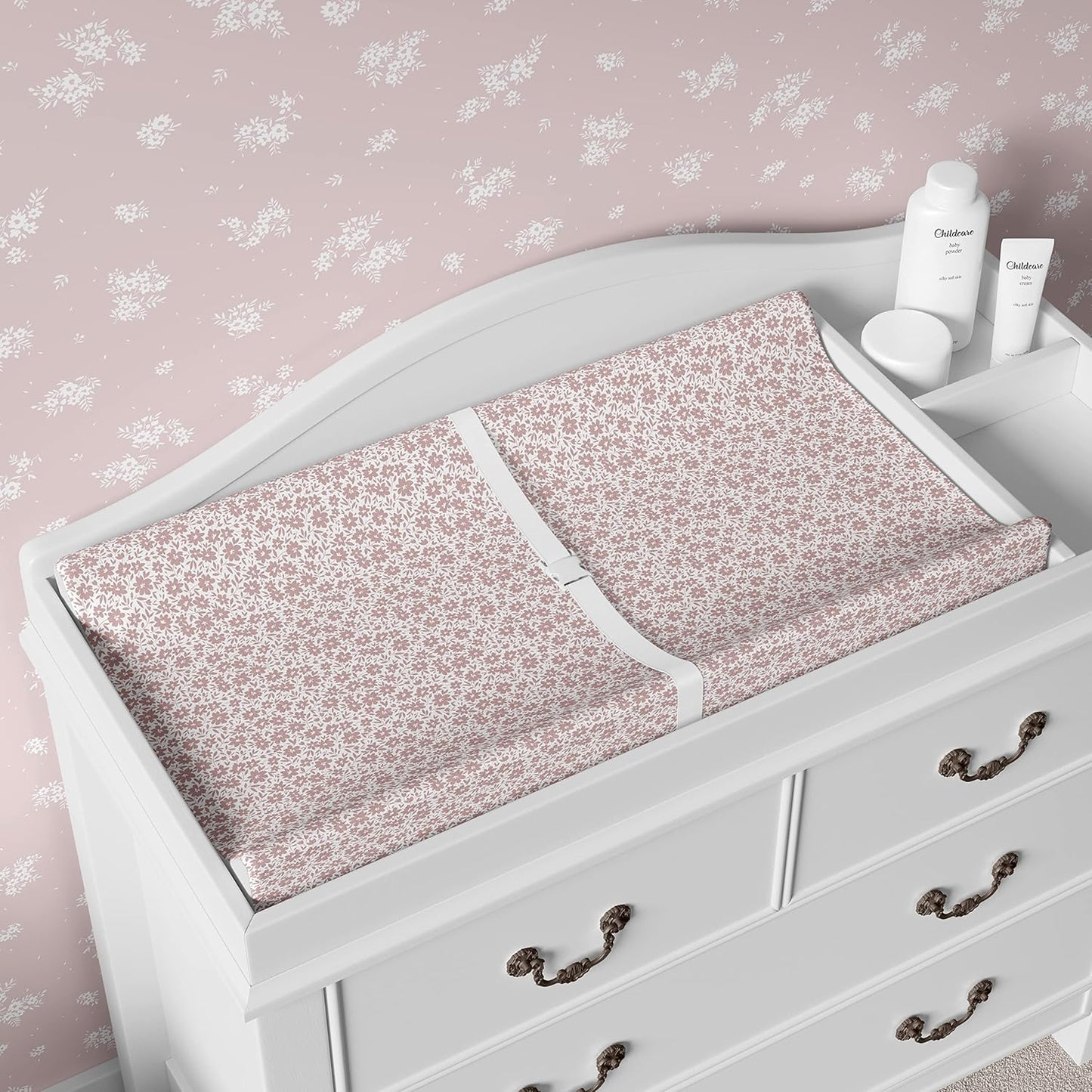 Baby Changing Pad Cover 2-Pack for Girls (Antique Rose) - Premium Fitted Sheets Baby Diaper Changing Table Cover - Buttery Soft Cotton Blend