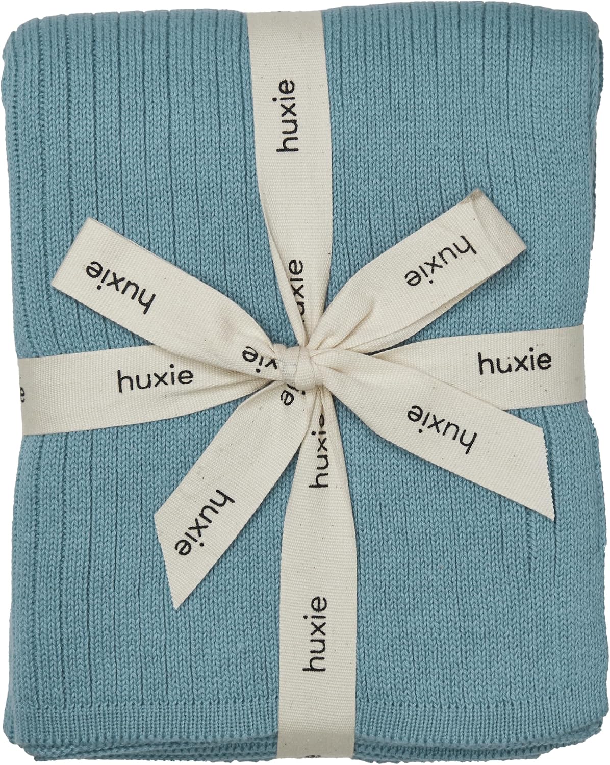 Knitted Organic Cotton Baby Blanket- Swaddle Blanket, 30" x 40" Soft Receiving Blanket for Newborn (Ribbed - Polar Blue)