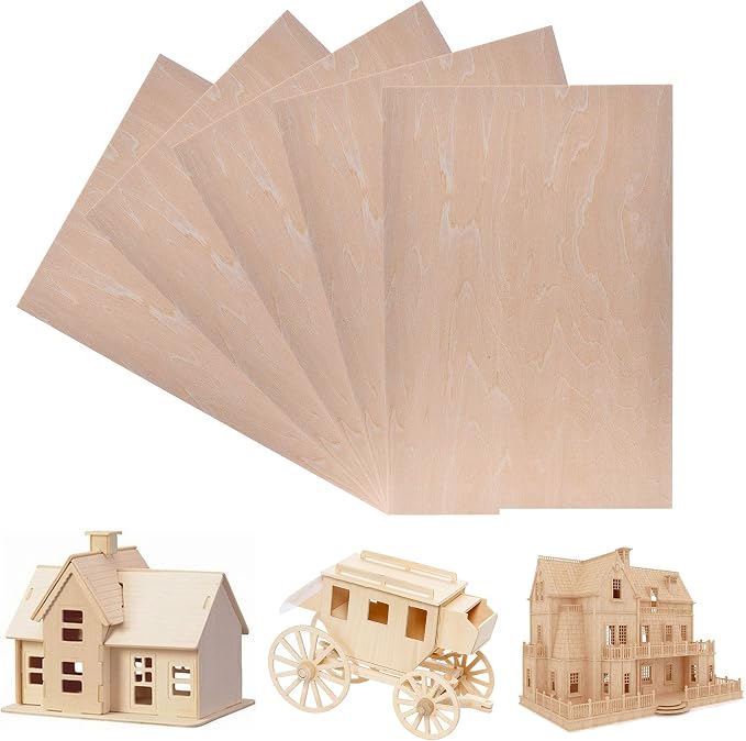 5 Pack 300x200x1.5mm Basswood Plywood Thin Wood Sheets