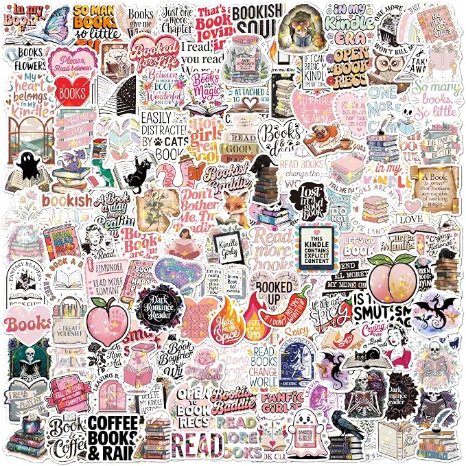 150 Pcs Romance Book Stickers for Kindle, Holographic Reading Sticker Packs for