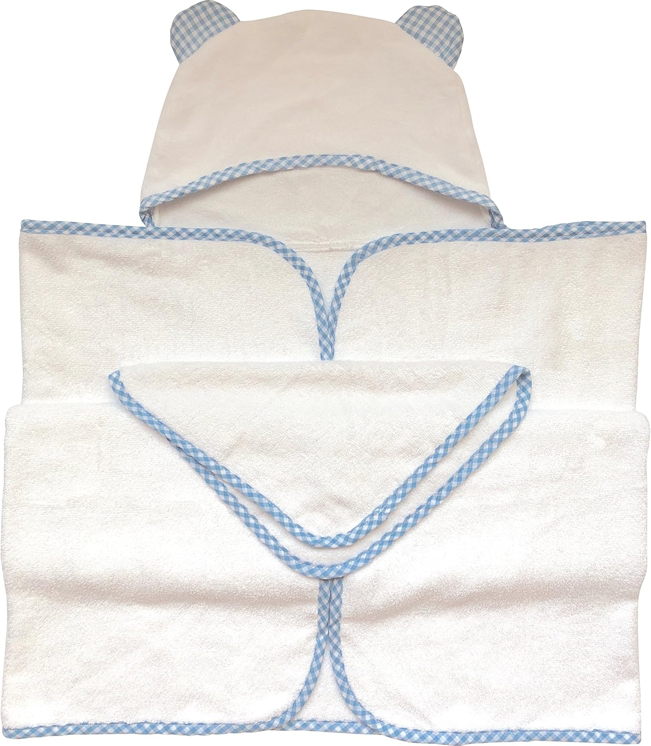 Channing & Yates Premium Boutique Organic Hooded Baby Towels and Washcloth Set - Softest Baby Towel with Hood - Baby Bath Towel for Newborn - Baby Boy Gift for Baby Shower (Blue)