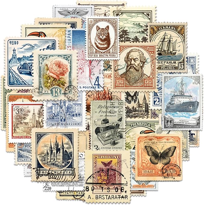 Vintage Scrapbook Stickers Set, Retro Stickers
