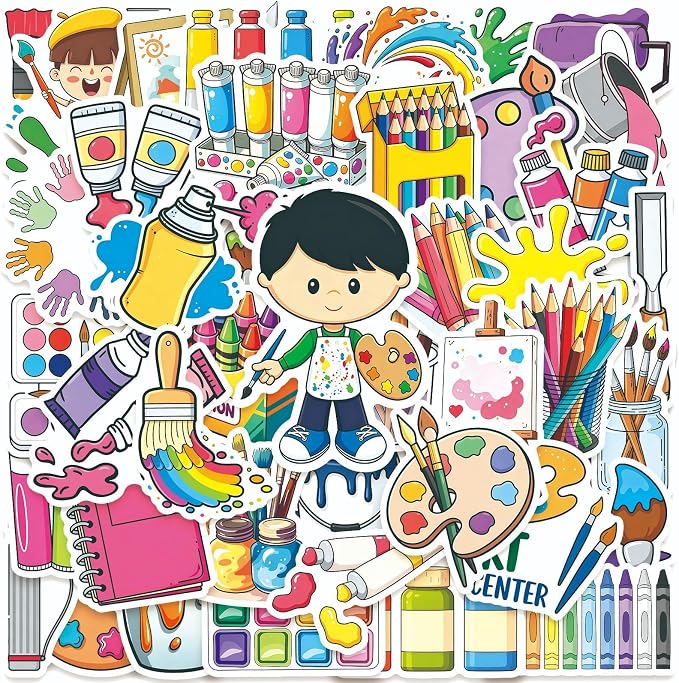 50 Pcs Cute Art Painting Supply Stickers