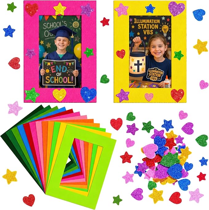 Jetec 24 Pieces Colorful Felt Photo Frames Holiday Picture Frames and 50 Pieces