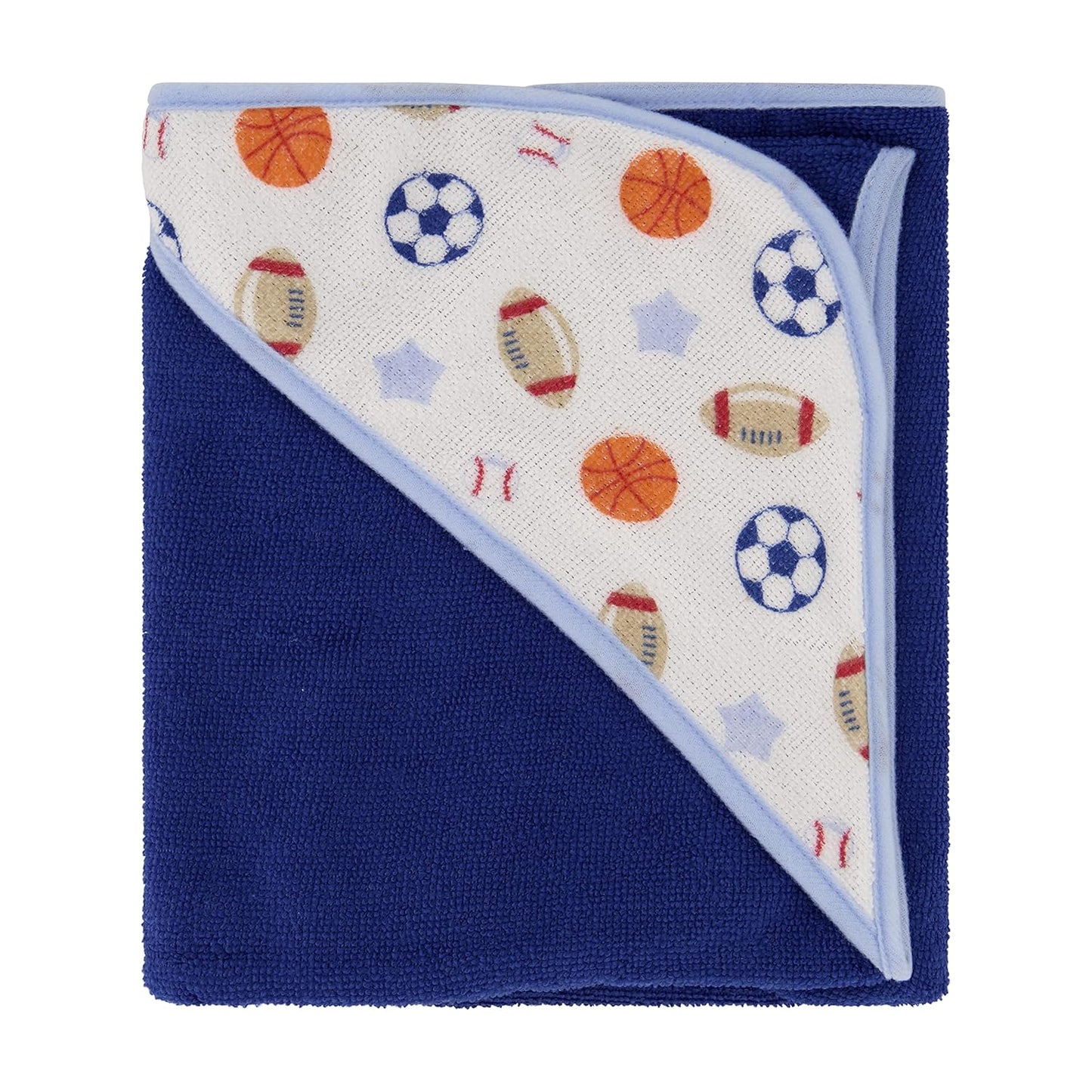 Cudlie Buttons & Stitches Baby Boy 3 Pack Rolled/Carded Hooded Towels in All Star Baby Print (GS71720),3 Count (Pack of 1)