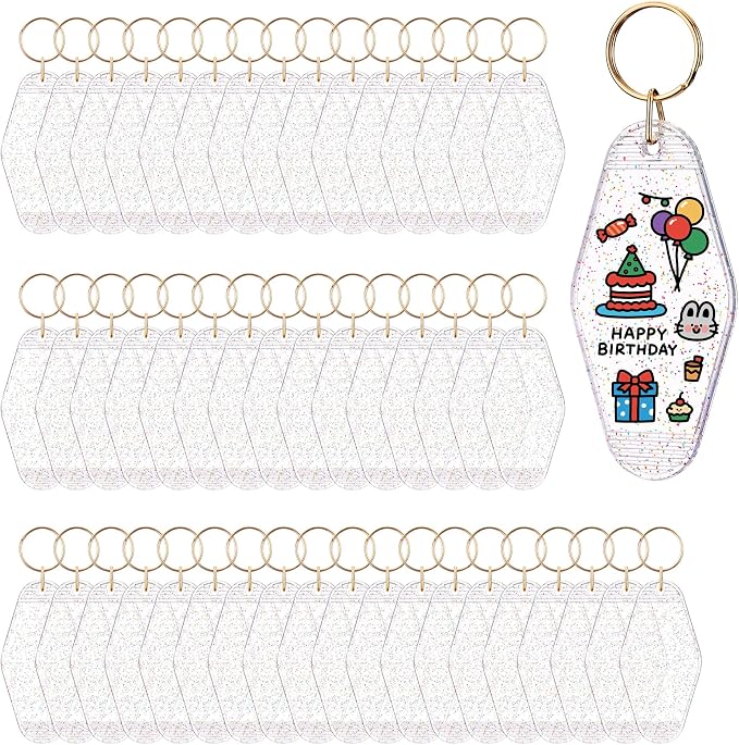 Yoption 50pcs Blank Motel Keychain Bulk