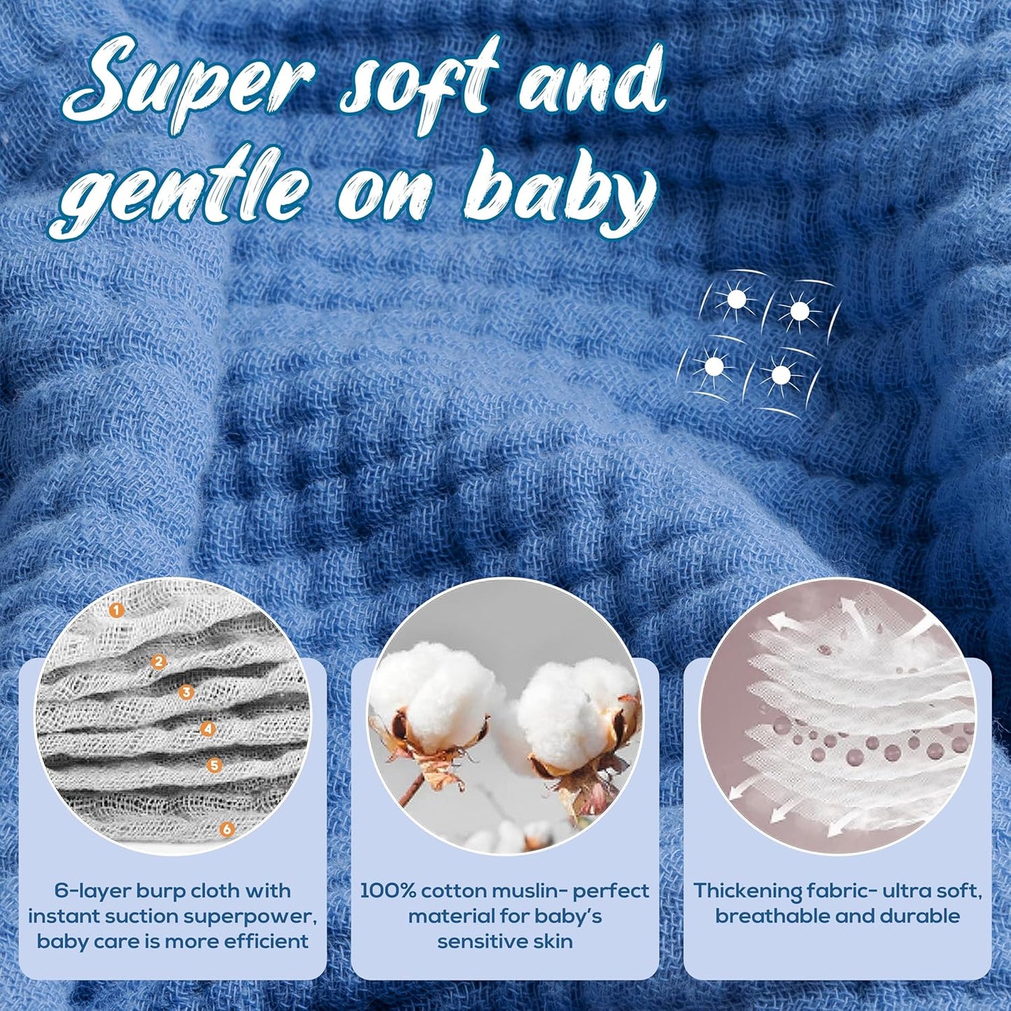 Muslin Hooded Baby Towels for Newborns, 32"x32", 100% Cotton – 6 Layers Super Soft Absorbent Breathable, Baby Bath Towel, Toddler Bath Towel – Pack of 2