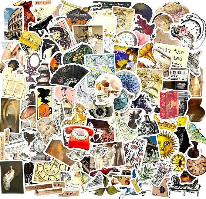 100 Pcs Aesthetic Vintage Vinyl Stickers