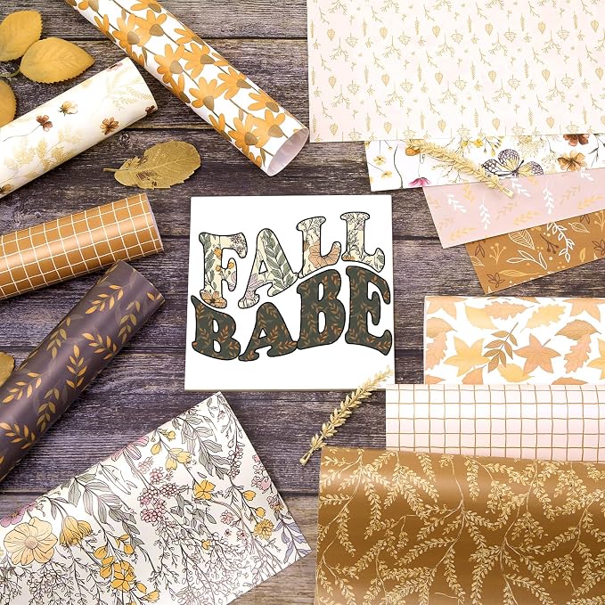 Tintnut Thanksgiving Permanent Vinyl 12 Pcs 12x10in Fall Adhesive Vinyl | Brown