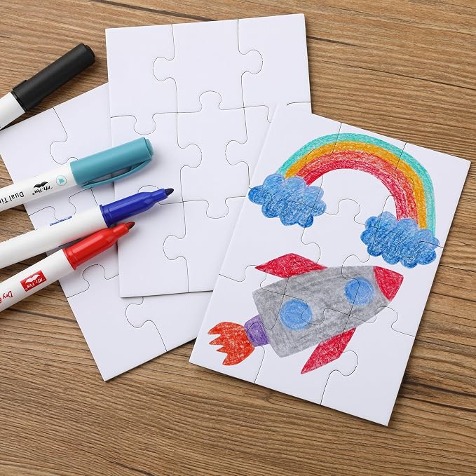Mr. Pen- Blank Puzzle, 24 Pack, 9 Pieces/Pack, 5.5" x 4" | Blank Puzzles to