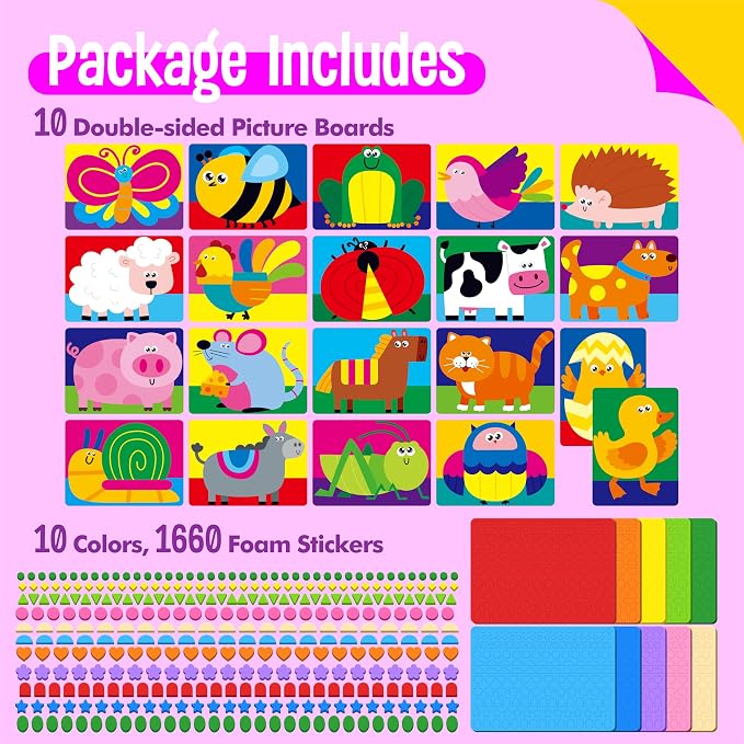 SpriteGru Foam Sticker Art Activity, 20 Farm Animal Art Boards