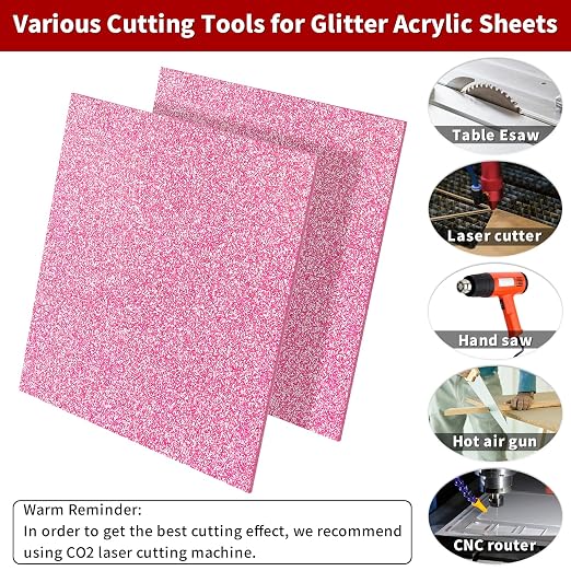 2 PCS 10 x 10 inch Glitter Colored Plexiglass Acrylic Sheets